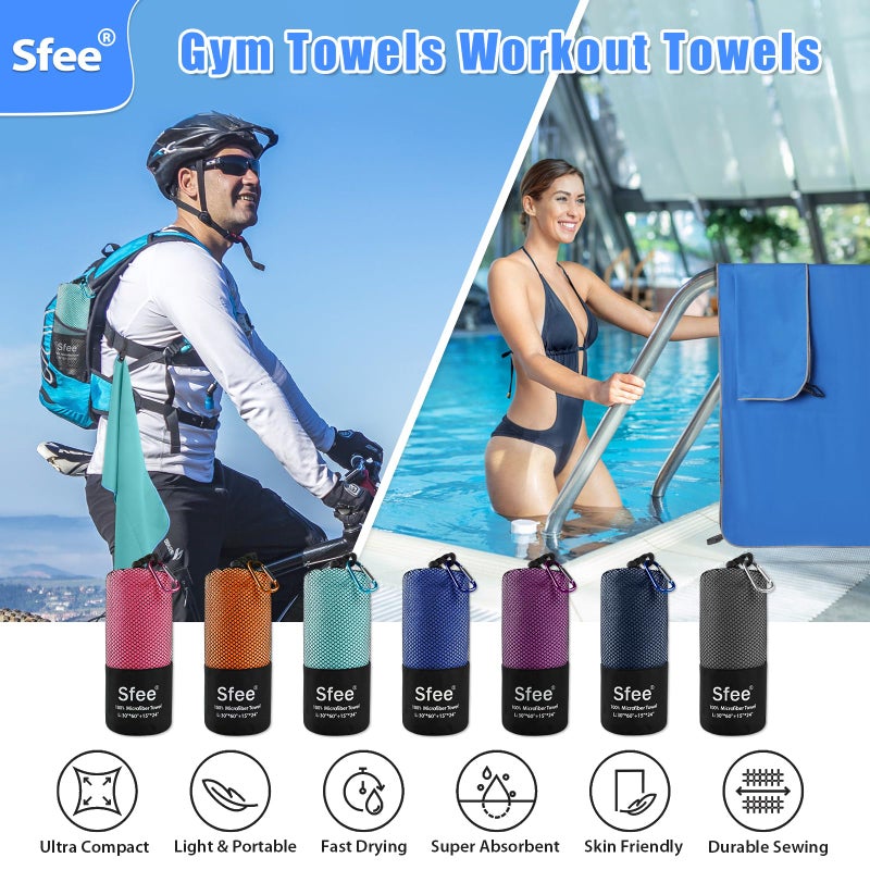 Sfee 2 Pack Microfiber Travel Towel, Quick Dry Towel Camping Towel Large Beach Towel Super Absorbent Compact Lightweight Sport Gym Towels for Beach, Gym, Hiking, Pool, Backpacking, Bath, Yoga - Image 5